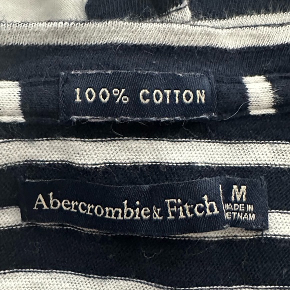 ABERCROMBIE & FITCH 100% Cotton Striped Nautical Preppy Short Sleeve Size M - Picture 4 of 4